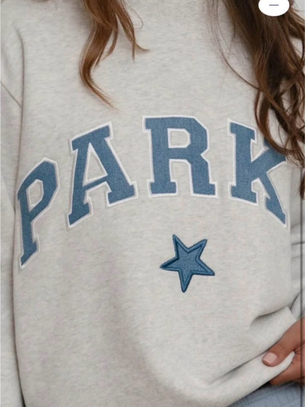 NWT PARKE Varsity Mock Neck - Vintage Star Light Gray/Blue M/L